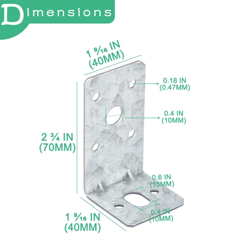 MOZCORN 20 Pack Small L Corner Brackets for Wood 90 Degree Angle Brackets, Adjustable Corner Brace, Anti-Rust and Reinforcing, 2MM Thickness,1.57x1.57x2.76in - Image 2
